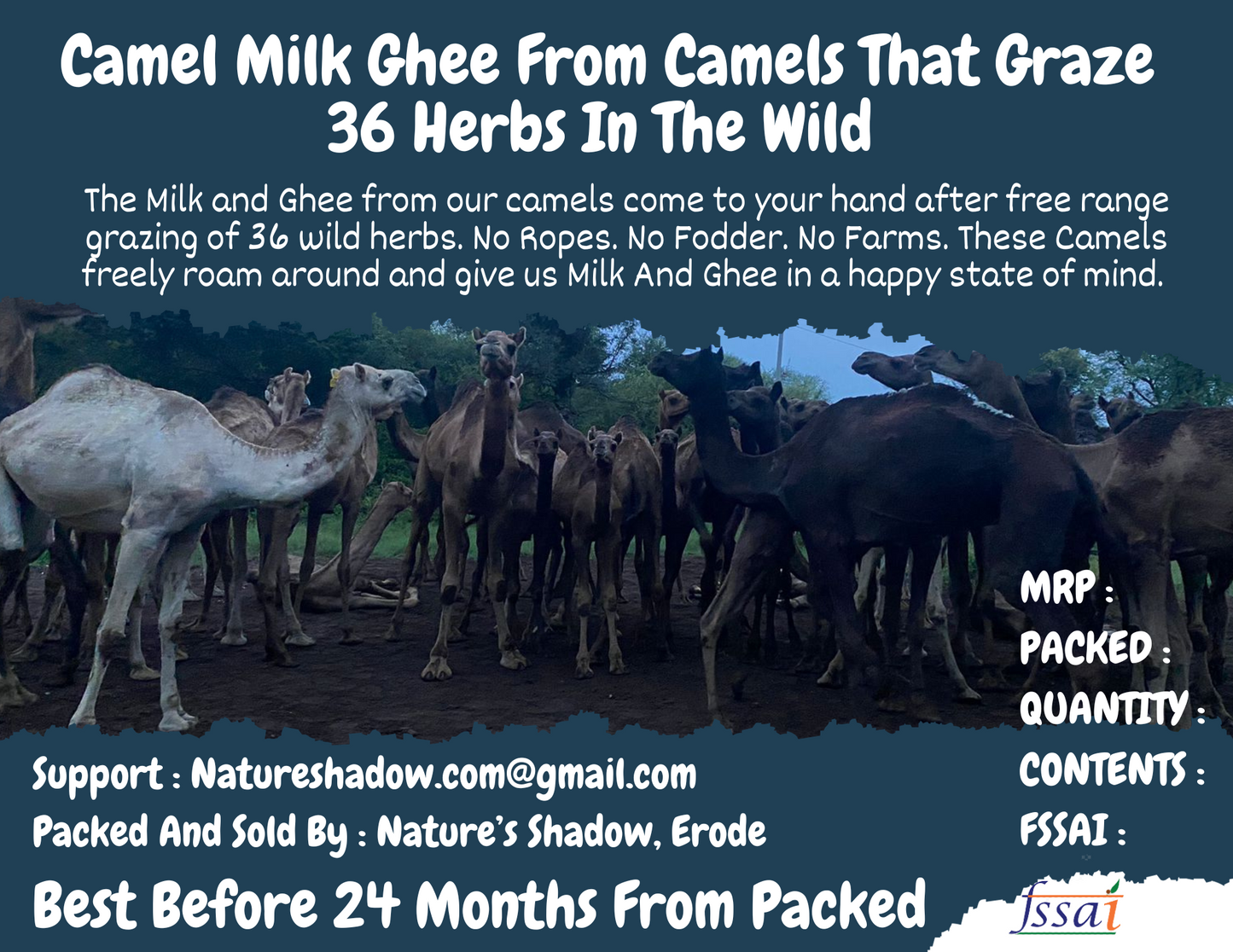 Camel Milk Ghee - From Camels That Graze 36 Herbs In The Wild - 150 Grams