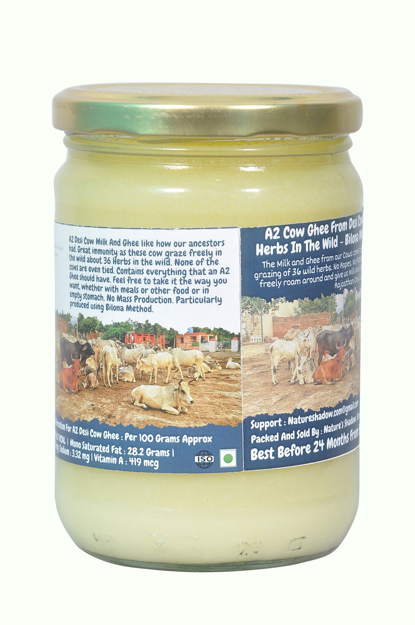 A2 Cow Ghee - From Gir Cows That Graze 36 Herbs In The Wild - Bilona Method
