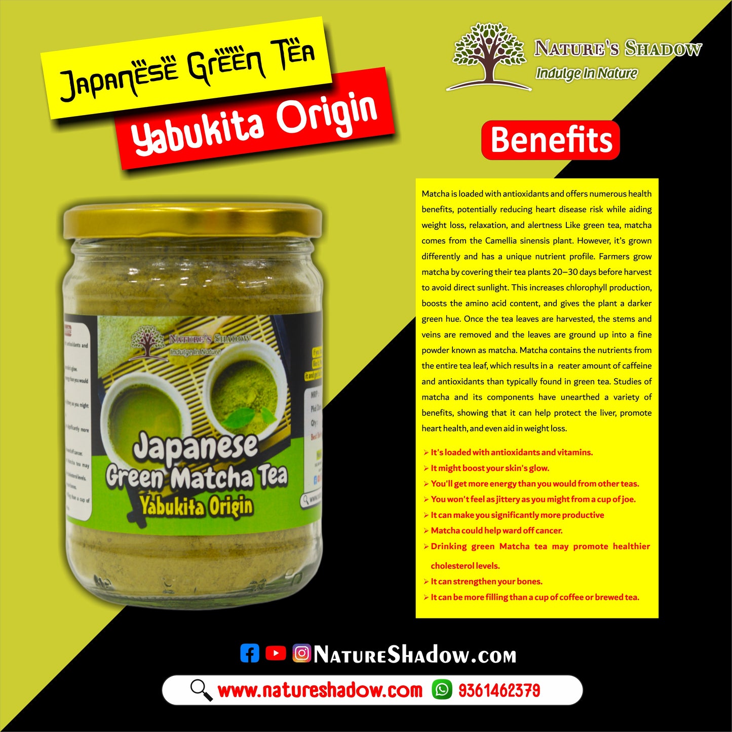 Japanese Green Matcha Tea - Yabukita Origin - 100 Grams