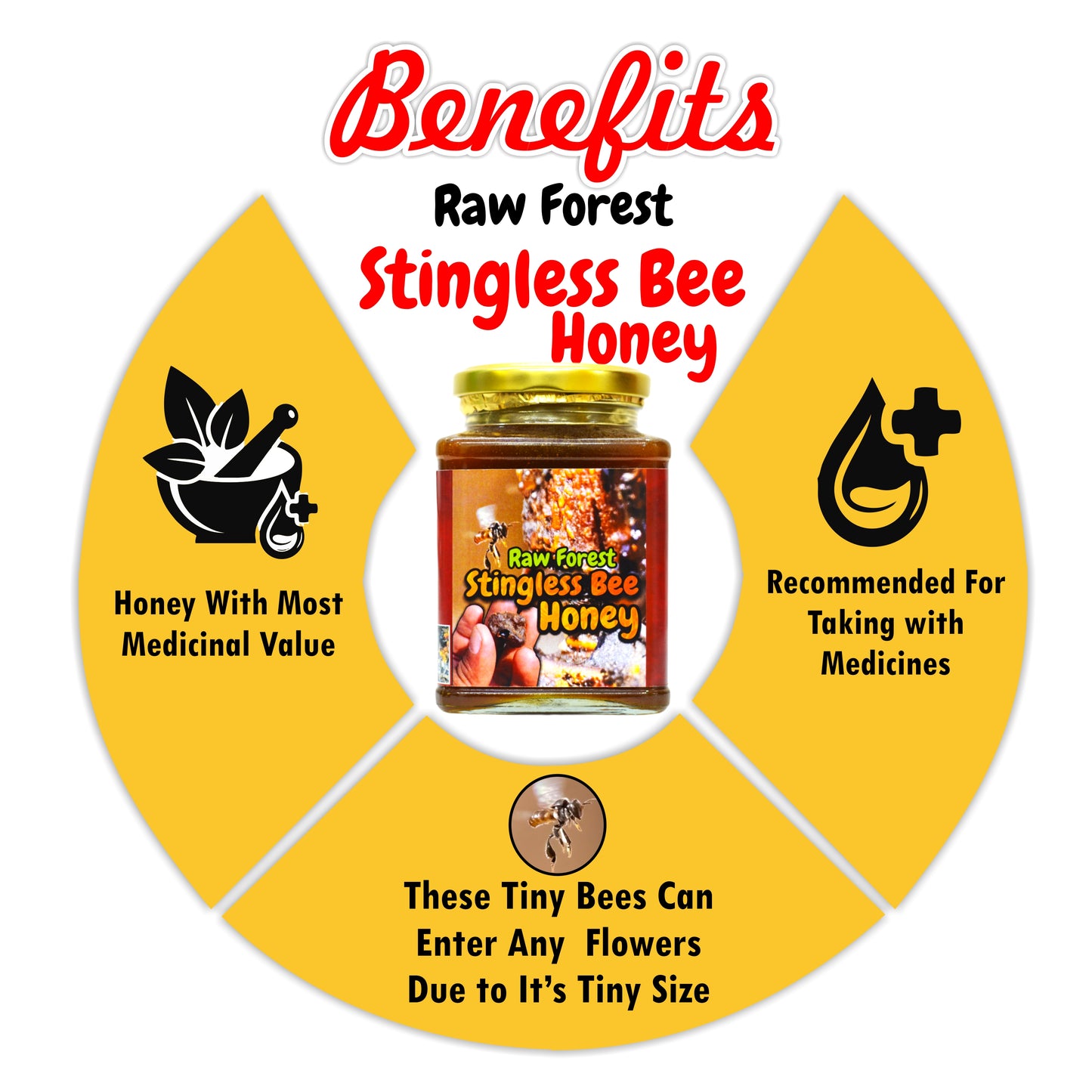Raw Stingless Bee Forest Honey - Red Coloured Pollen - Sour Taste - From Dead Trees