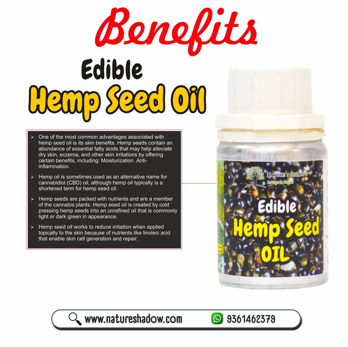 Edible Hemp Seed Oil - 100 ML
