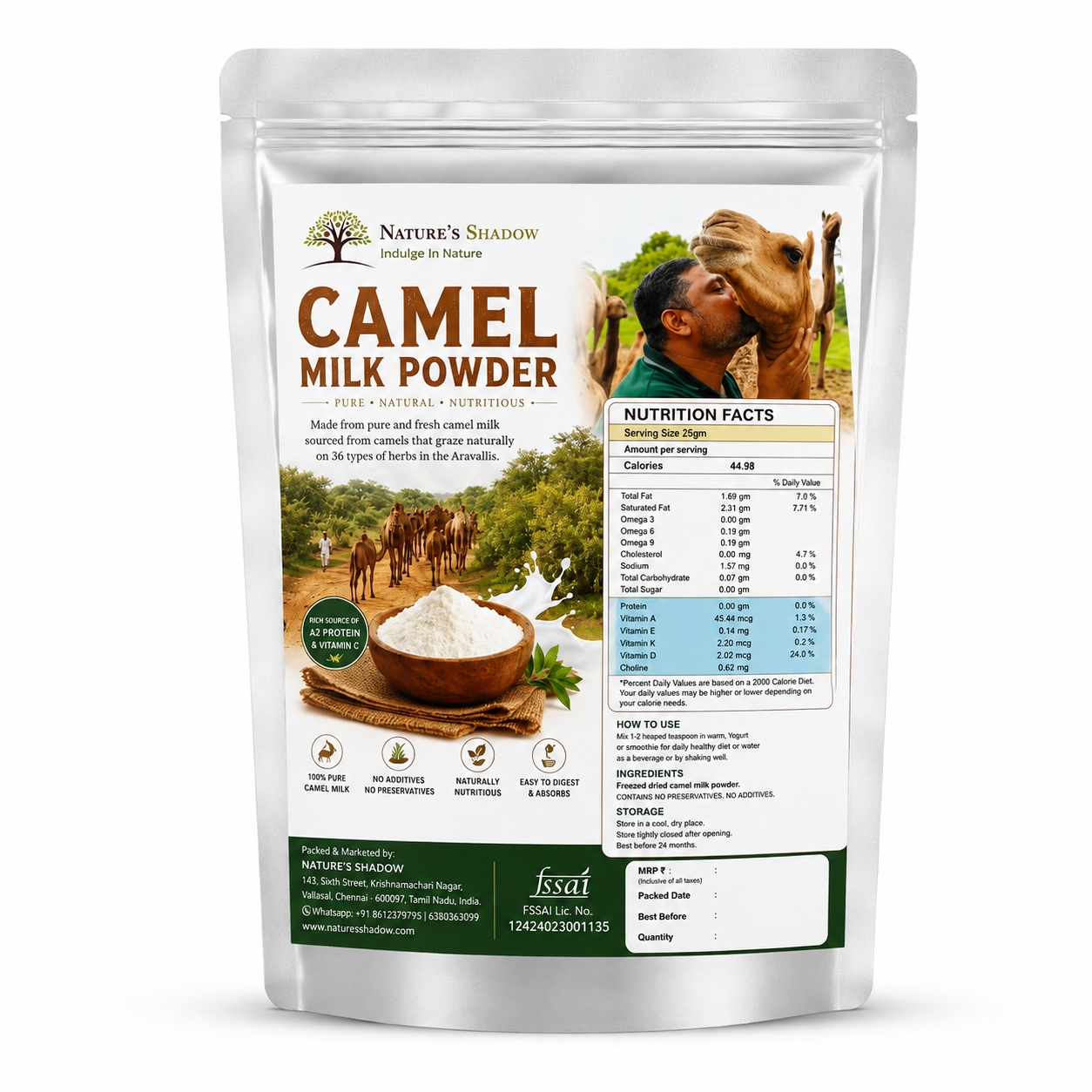 Pre-booking Only - Original Organic Camel Milk Powder - Freeze Dried - 200 Grams – From the Aravallis (Fulfilment in 20-40 Days)