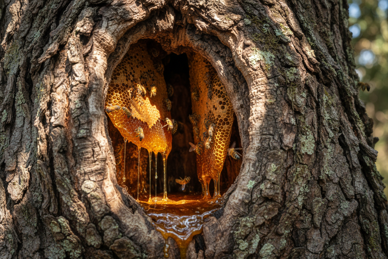 Burrow Honey inside tree burrow - 